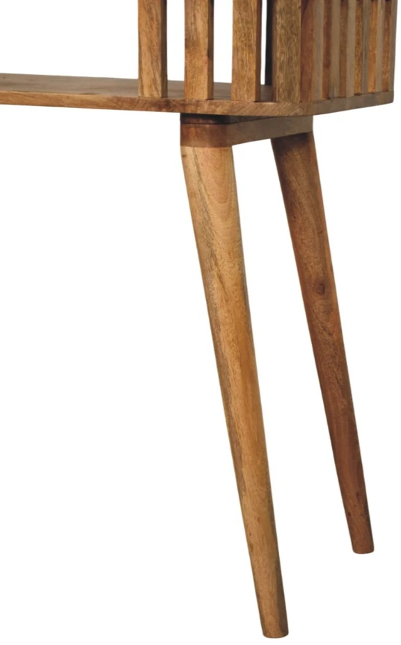 Artisan Furniture Mango medienos konsolinis staliukas su vertikalių juostelių apdaila, ąžuolo atspalvio