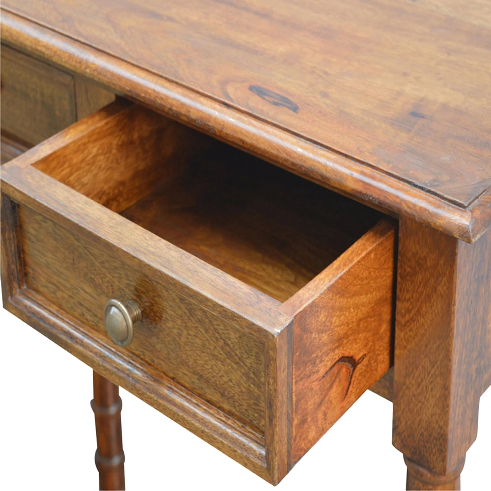 Artisan Furniture Mango medienos konsolinis staliukas prieškambariui su 4 stalčiais, šviesaus riešuto atspalvio