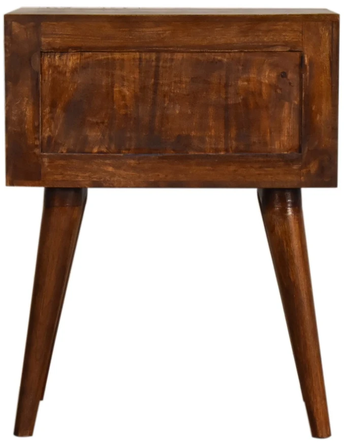 Artisan Furniture Mango medienos naktinis staliukas su 2 stalčiais, kaštono atspalvio