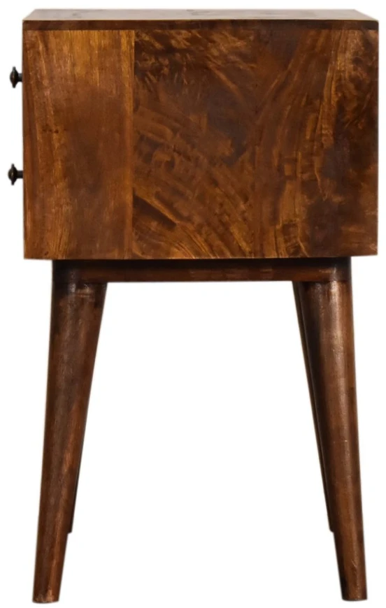 Artisan Furniture Mango medienos naktinis staliukas su 2 stalčiais, kaštono atspalvio