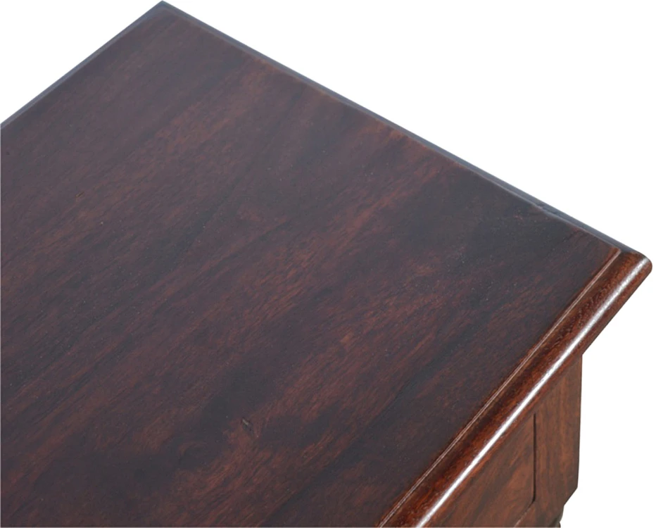 Artisan Furniture Mango medienos šoninis staliukas su stalčiumi ir 2 lentynomis, kaštono atspalvio