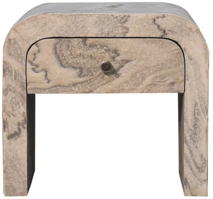 Artisan Furniture Nouveau mango medienos naktinis staliukas su marmuro efekto apdaila