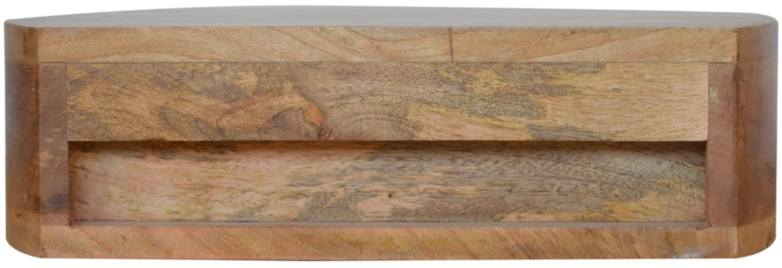 Artisan Furniture Sieninis apvalintų formų mango medienos naktinis staliukas su stalčiumi, ąžuolo atspalvio