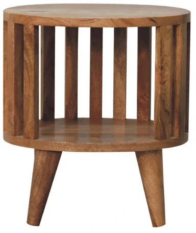Artisan Furniture Ariella mango medienos naktinis staliukas su lentyna, ąžuolo atspalvio