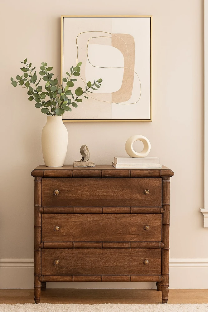 Artisan Furniture Raižyta Bambukinė komoda su 3 stalčiais