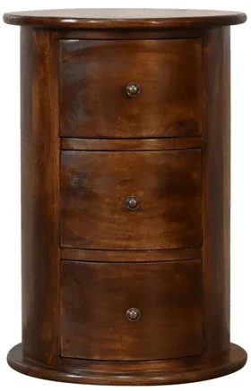 Artisan Furniture Apvali mango medienos komoda su 3 stalčiais, kaštono atspalvio