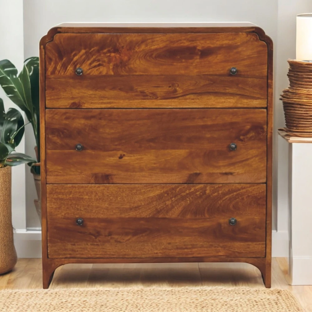 Artisan Furniture Riešutmedžio atspalvio komoda su 3 stalčiais, 70 cm