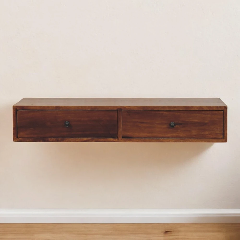 Artisan Furniture Riešutmedžio atspalvio konsolinis staliukas su 2 stalčiais