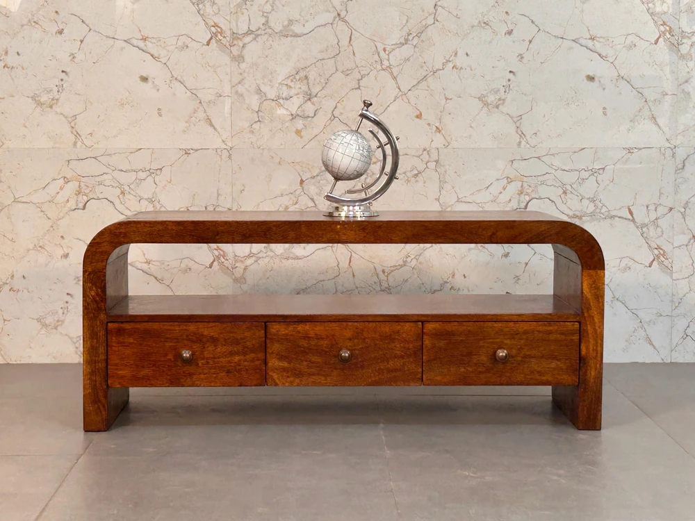 Artisan Furniture Riešutmedžio konsolinis staliukas su 3 stalčiais