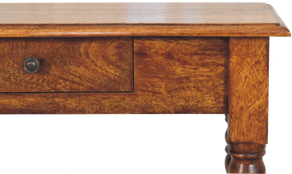 Artisan Furniture Riešutmedžio konsolinis staliukas su tekintomis kojomis su 1 stalčiumi