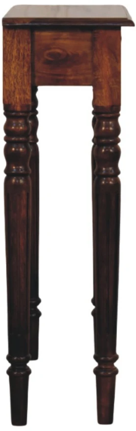 Artisan Furniture Riešutmedžio konsolinis staliukas su tekintomis kojomis su 1 stalčiumi