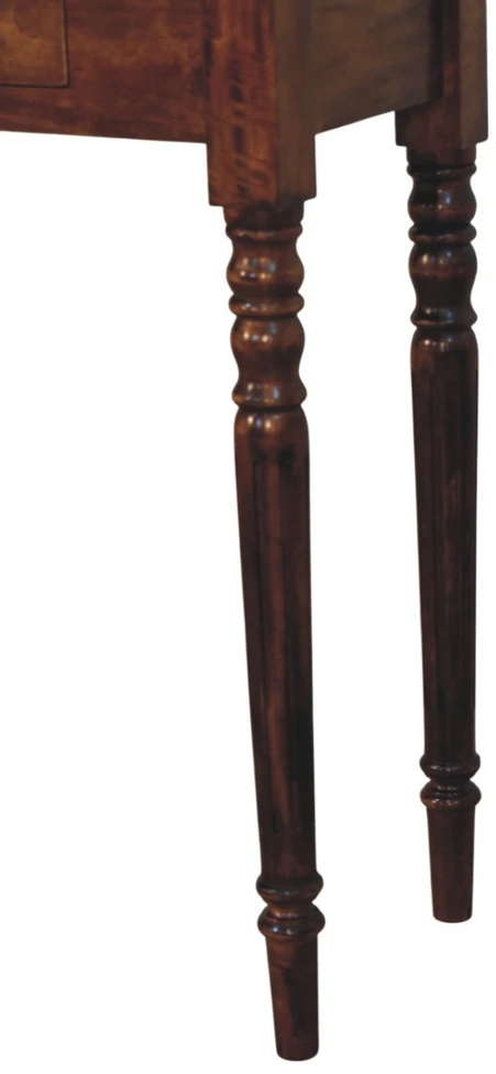 Artisan Furniture Riešutmedžio atspalvio konsolinis staliukas su tekintomis kojomis su 3 stalčiais