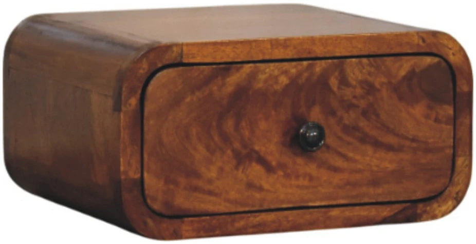 Artisan Furniture Riešutmedžio atspalvio mini naktinis staliukas su 1 stalčiumi, 30 cm