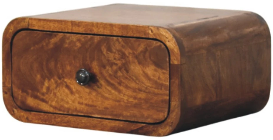 Artisan Furniture Riešutmedžio atspalvio mini naktinis staliukas su 1 stalčiumi, 30 cm
