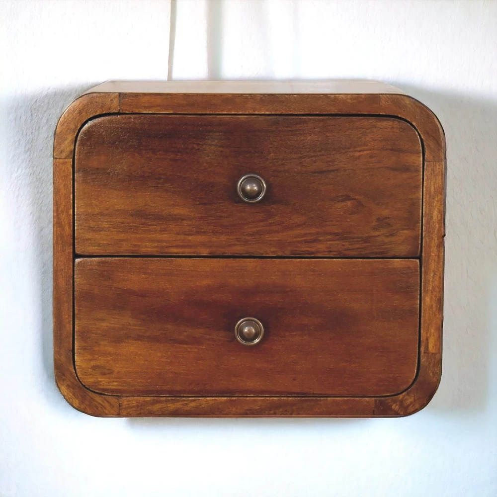 Artisan Furniture Riešutmedžio atspalvio mini naktinis staliukas, 30 cm