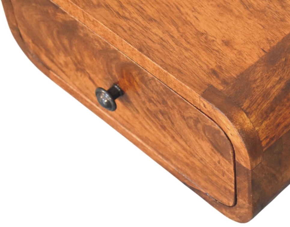 Artisan Furniture Riešutmedžio atspalvio mini naktinis staliukas su 1 stalčiumi, 30 cm