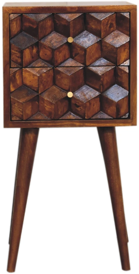 Artisan Furniture Riešutmedžio Mini naktinis staliukas su 2 stalčiais