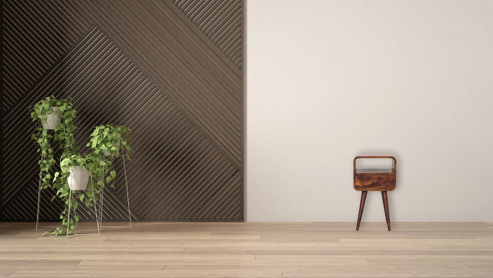 Artisan Furniture Riešutmedžio atspalvio mini naktinis staliukas, 30 cm