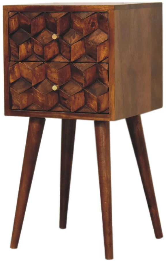 Artisan Furniture Riešutmedžio Mini naktinis staliukas su 2 stalčiais