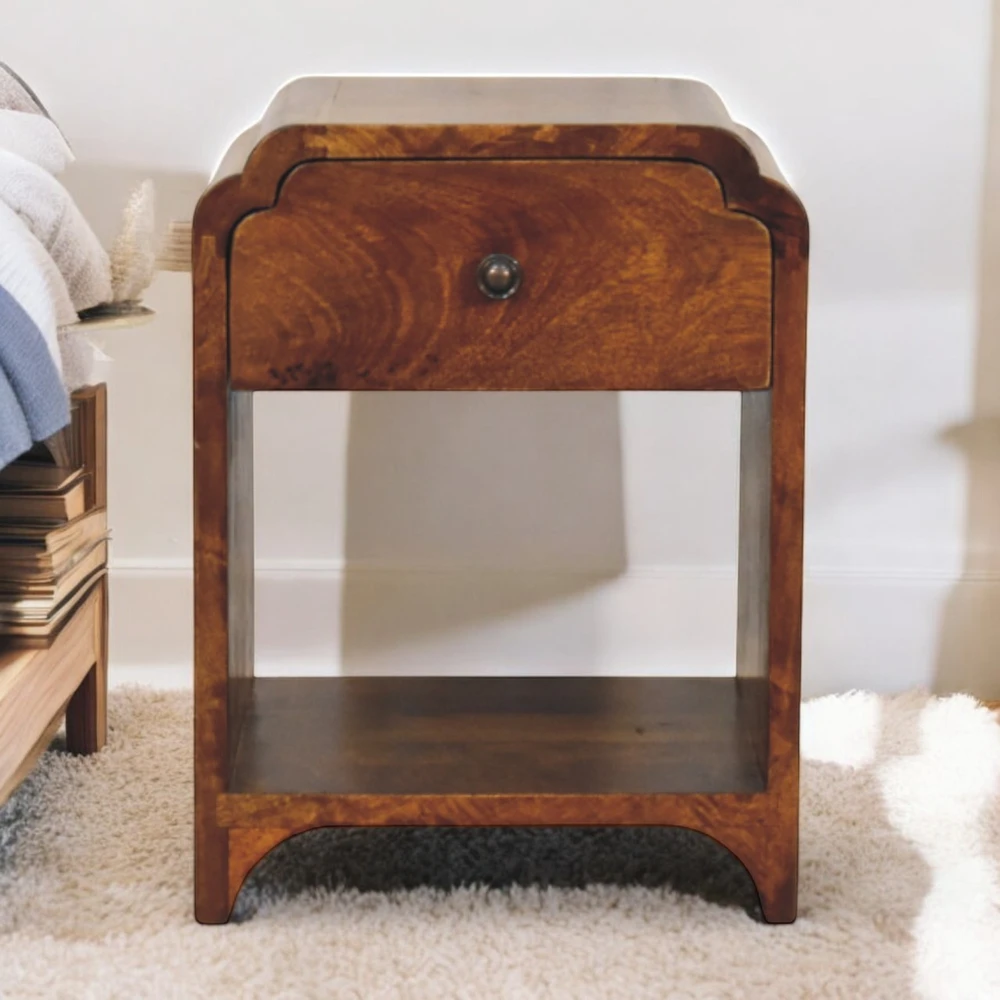 Artisan Furniture Riešutmedžio atspalvio mini naktinis staliukas, 30 cm