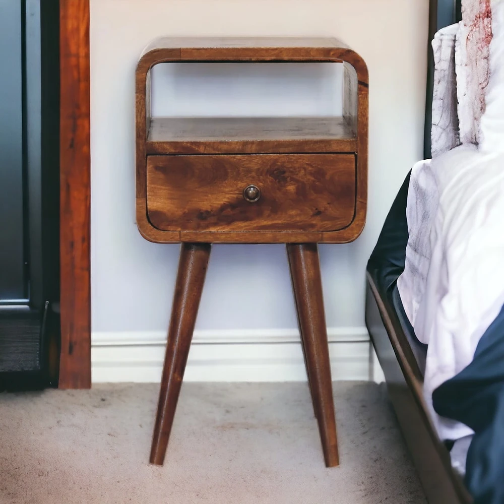 Artisan Furniture Riešutmedžio atspalvio mini naktinis staliukas, 30 cm