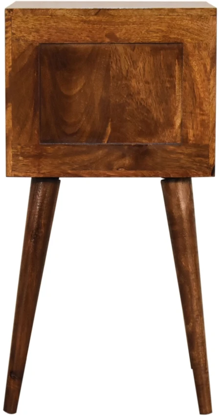 Artisan Furniture Riešutmedžio atspalvio mini naktinis staliukas su 2 stalčiais, 30 cm