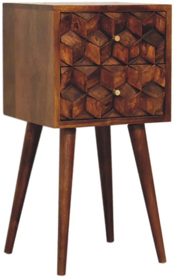 Artisan Furniture Riešutmedžio Mini naktinis staliukas su 2 stalčiais