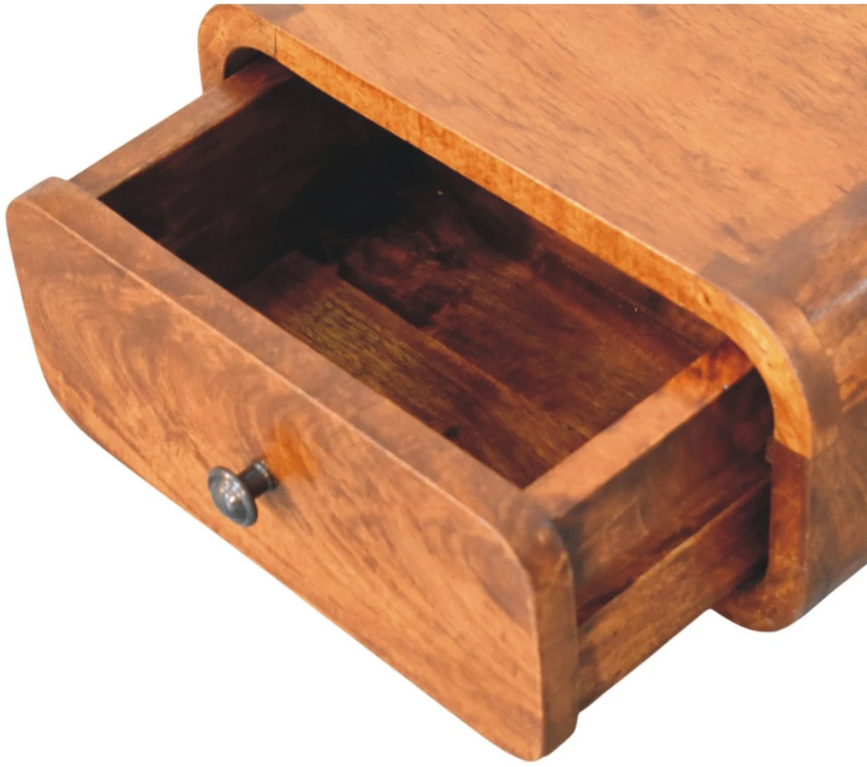 Artisan Furniture Riešutmedžio atspalvio mini naktinis staliukas su 1 stalčiumi, 30 cm