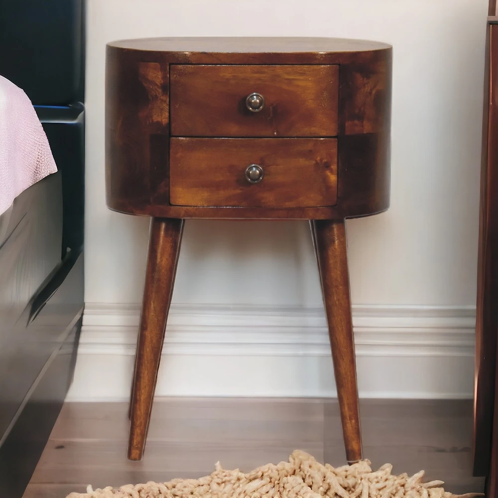Artisan Furniture Riešutmedžio atspalvio mini naktinis staliukas, 35 cm