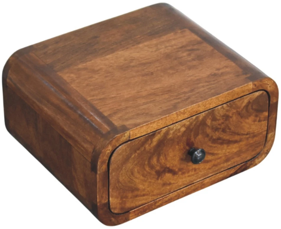 Artisan Furniture Riešutmedžio atspalvio mini naktinis staliukas su 1 stalčiumi, 30 cm