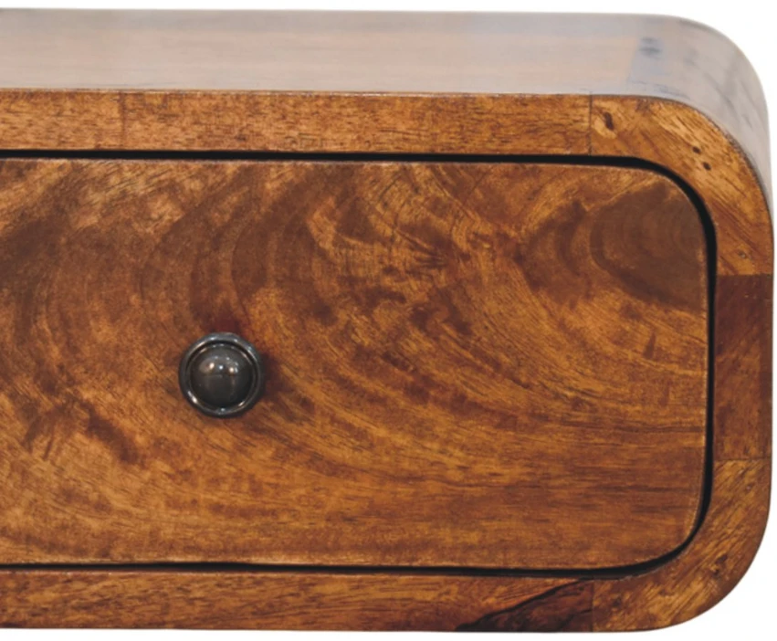 Artisan Furniture Riešutmedžio atspalvio mini naktinis staliukas su 1 stalčiumi, 30 cm