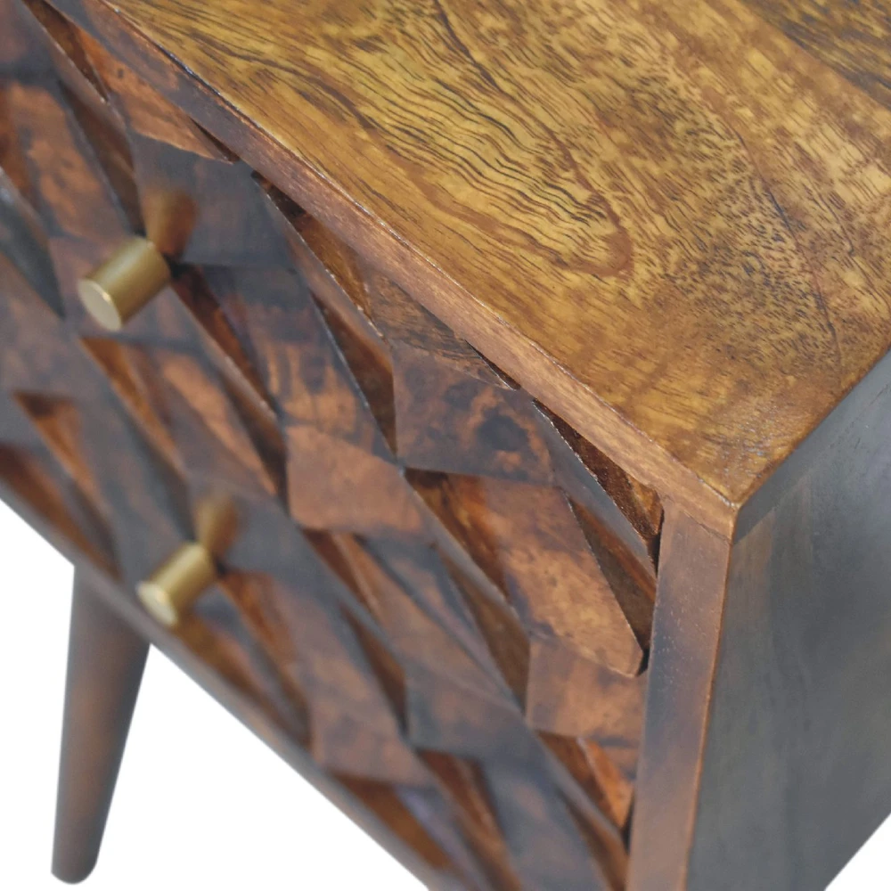 Artisan Furniture Riešutmedžio Mini naktinis staliukas su 2 stalčiais