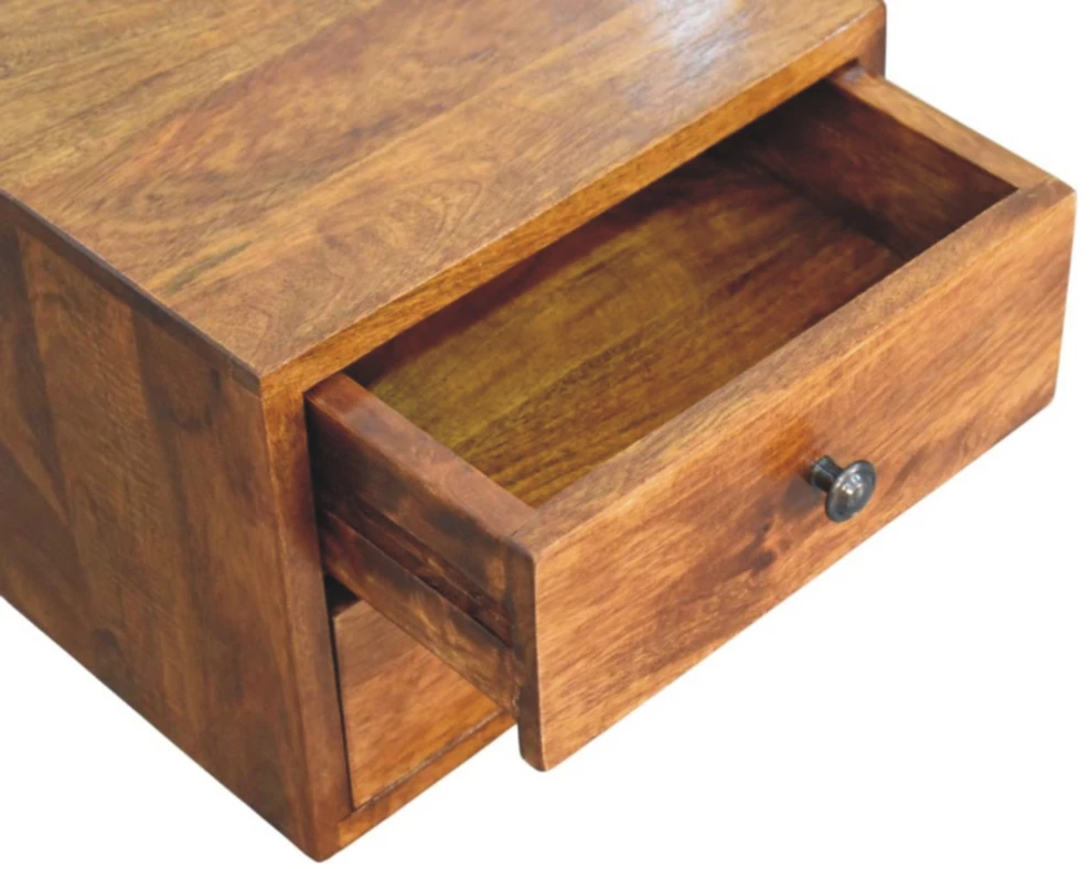 Artisan Furniture Riešutmedžio atspalvio naktinis staliukas su 2 stalčiais, 30 cm
