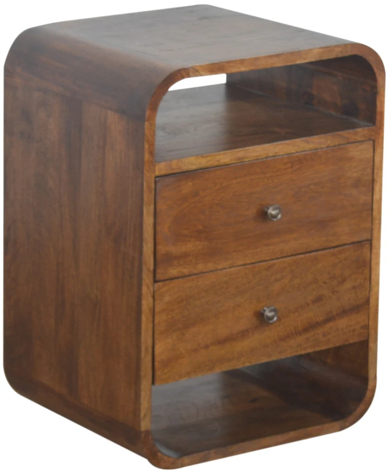Artisan Furniture Riešutmedžio atspalvio naktinis staliukas su 2 stalčiais, 40 cm