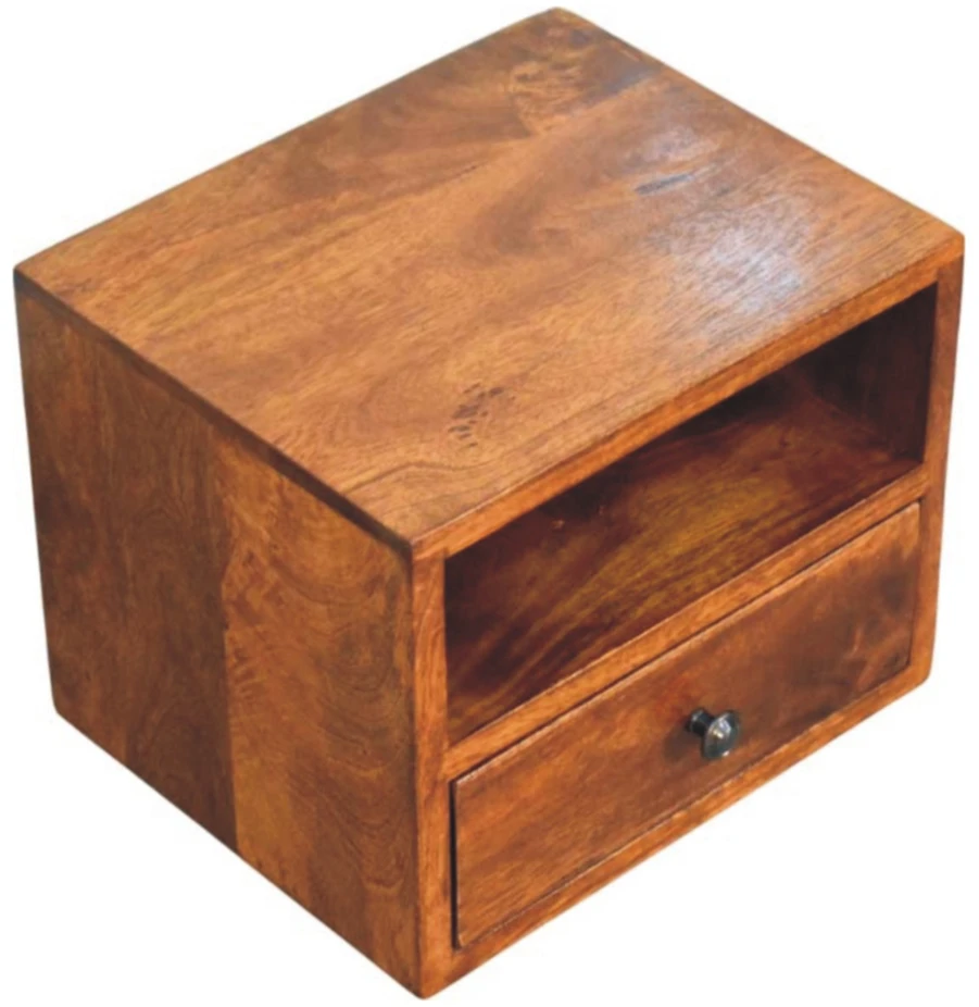 Artisan Furniture Riešutmedžio atspalvio naktinis staliukas su 1 stalčiumi, 30 cm