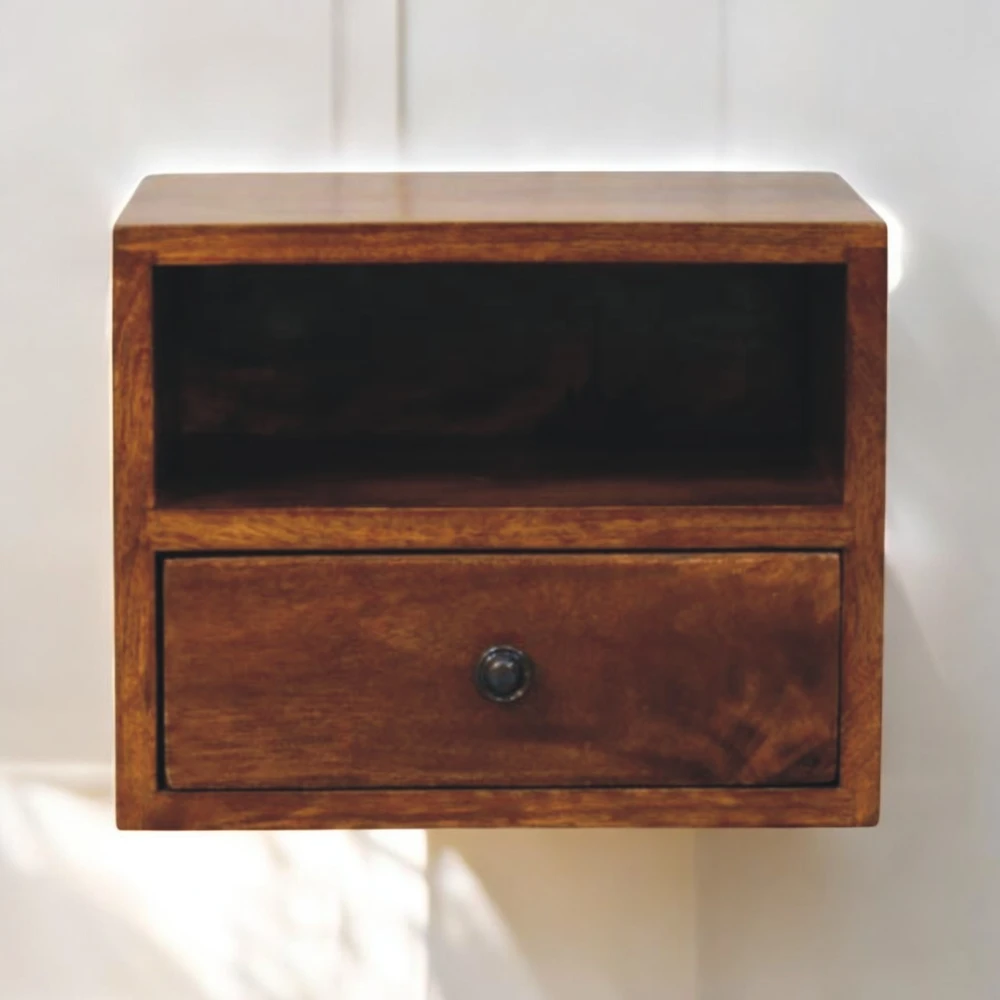 Artisan Furniture Riešutmedžio atspalvio naktinis staliukas su 1 stalčiumi, 30 cm