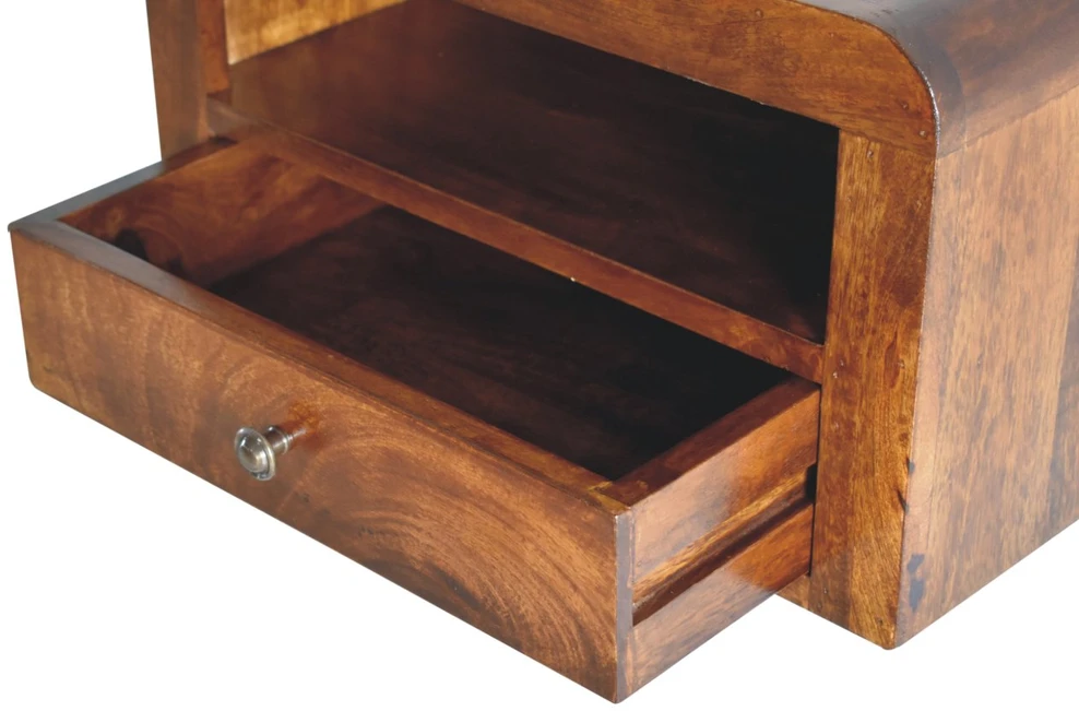 Artisan Furniture Riešutmedžio atspalvio naktinis staliukas su 1 stalčiumi, 45 cm
