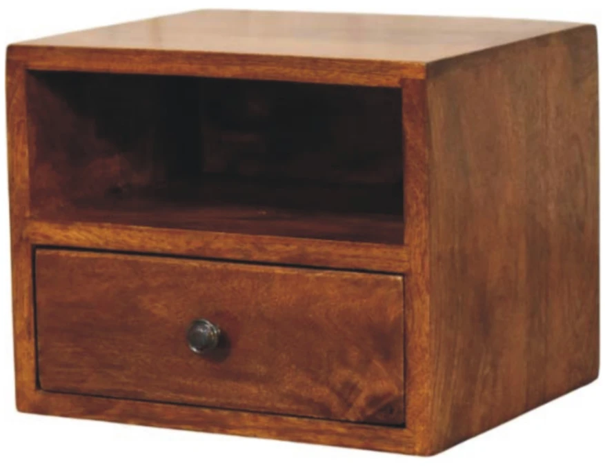 Artisan Furniture Riešutmedžio atspalvio naktinis staliukas su 1 stalčiumi, 30 cm