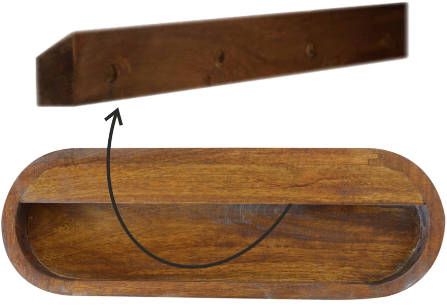 Artisan Furniture Sieninis apvalus mango medienos naktinis staliukas su stalčiumi, kaštono atspalvio