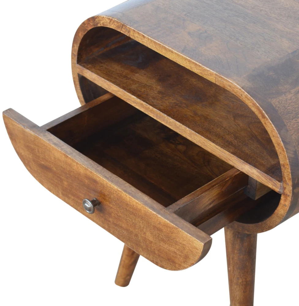 Artisan Furniture Riešutmedžio atspalvio naktinis staliukas su 1 stalčiumi, 45 cm