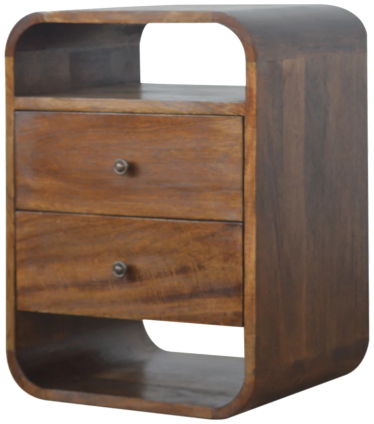 Artisan Furniture Riešutmedžio atspalvio naktinis staliukas su 2 stalčiais, 40 cm