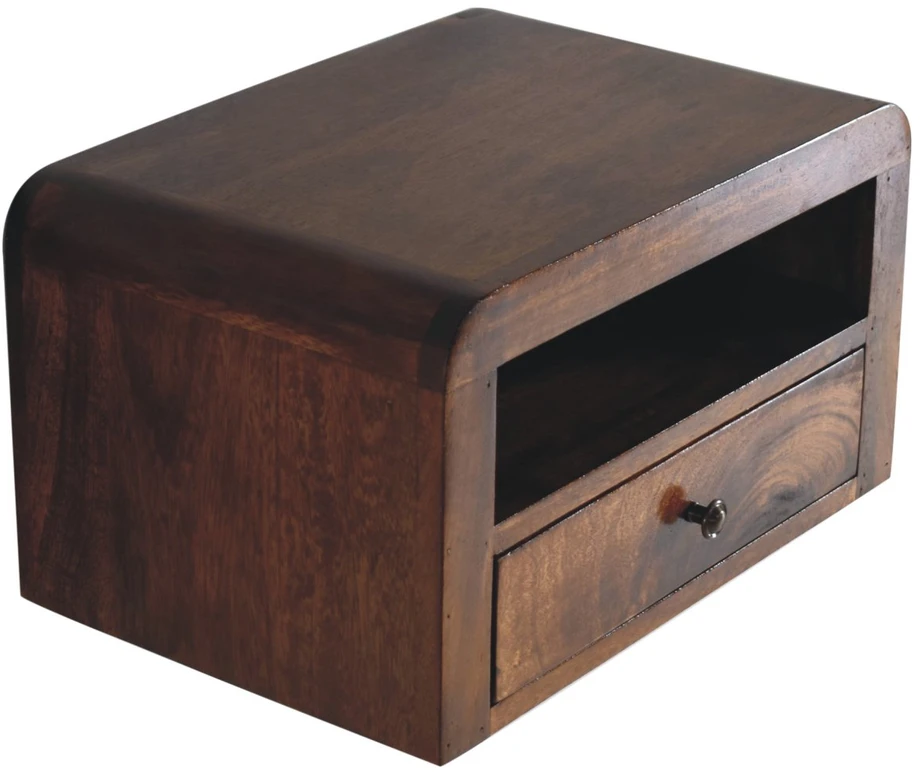 Artisan Furniture Riešutmedžio atspalvio naktinis staliukas su 1 stalčiumi, 45 cm