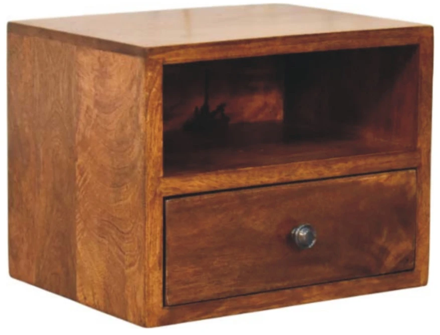 Artisan Furniture Riešutmedžio atspalvio naktinis staliukas su 1 stalčiumi, 30 cm