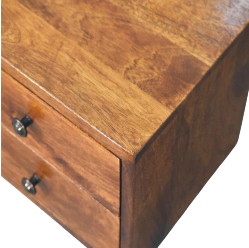 Artisan Furniture Riešutmedžio atspalvio naktinis staliukas su 2 stalčiais, 30 cm