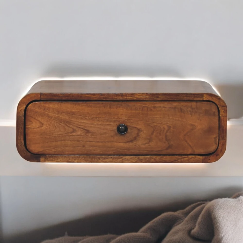 Artisan Furniture Riešutmedžio atspalvio naktinis staliukas su 1 stalčiumi, 45 cm