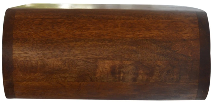 Artisan Furniture Sieninis apvalus mango medienos naktinis staliukas su stalčiumi, kaštono atspalvio