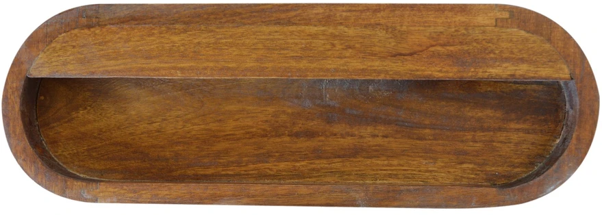 Artisan Furniture Sieninis apvalus mango medienos naktinis staliukas su stalčiumi, kaštono atspalvio