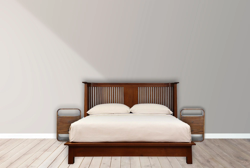 Artisan Furniture Riešutmedžio atspalvio naktinis staliukas su 2 stalčiais, 40 cm