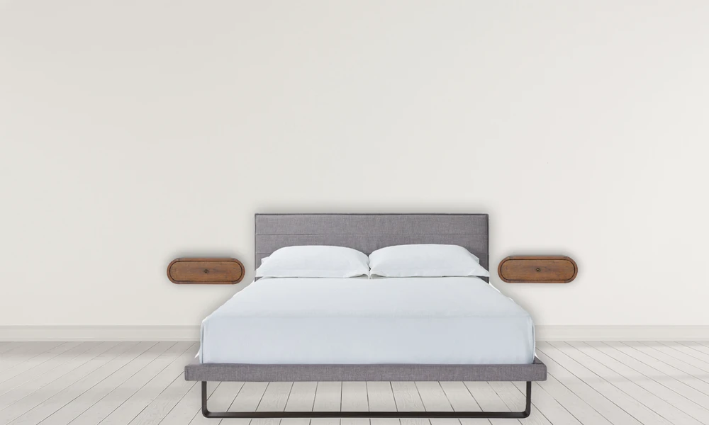 Artisan Furniture Sieninis apvalus mango medienos naktinis staliukas su stalčiumi, kaštono atspalvio