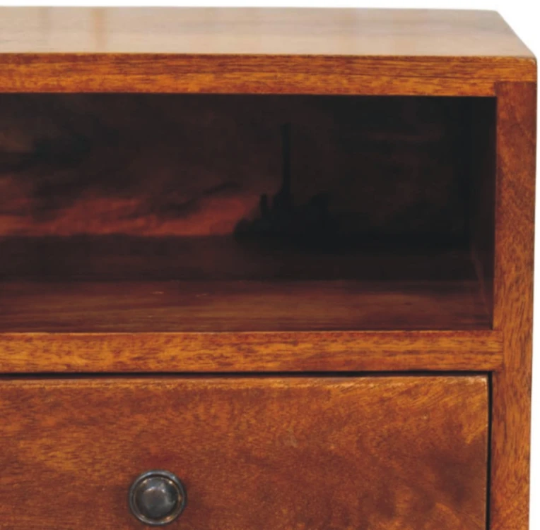 Artisan Furniture Riešutmedžio atspalvio naktinis staliukas su 1 stalčiumi, 30 cm